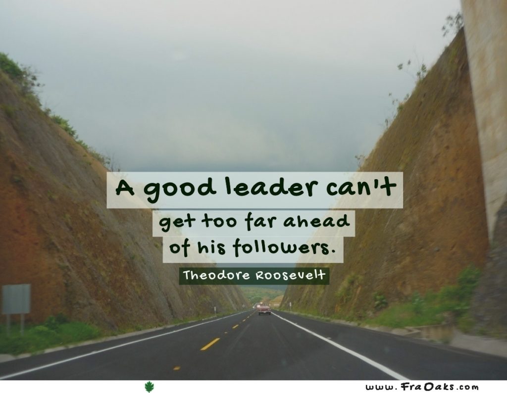 A good leader cant get too far ahead of his followers
